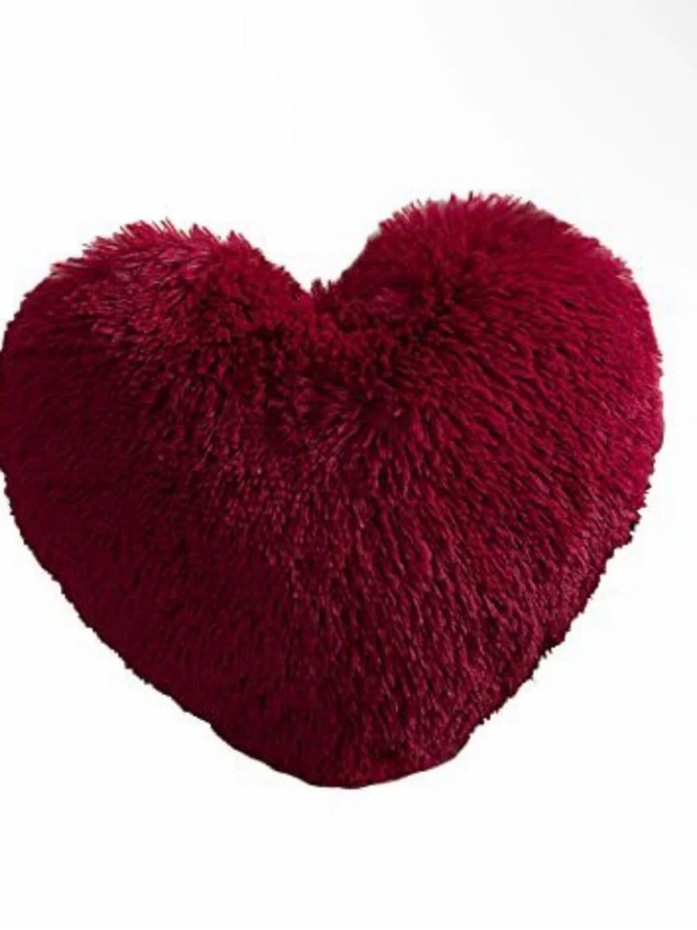 Plush Heart Throw Pillow in Deep Burgundy